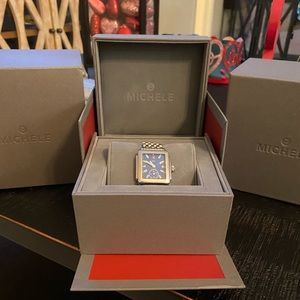 MICHELE Deco Stainless Steel Diamond Dial Watch